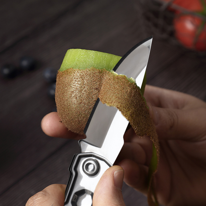 Edelstahl Klappmesser mit Schlüsselanhänger Taschenmesser Mehrzweck Obst Schneiden Fleisch Hackmesser Schneiden DIY Hobby Messer