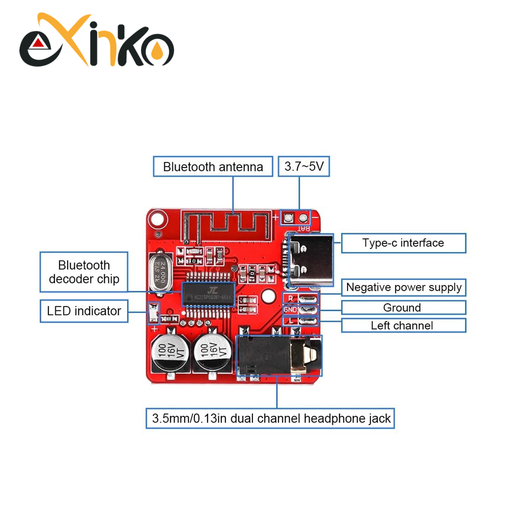 1-10 шт. плата аудиоприемника Bluetooth Bluetooth 5,1 MP3 декодер без потерь Micro USB 3,5 мм модуль усилителя аудиовыхода Type-C
