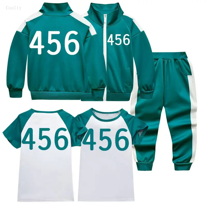 Cosliy nuevo 2025 jugador de calamar Seong gi-hun disfraz Cosplay 456 chándal Calamari disfraz ropa de Halloween hombres mujeres niños