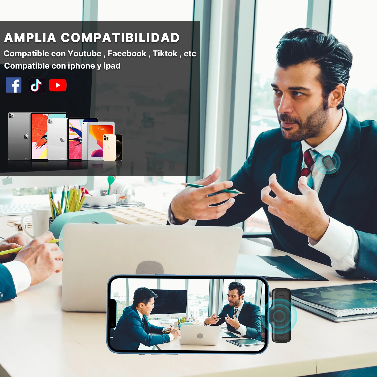 Ulanzi J12 micrófono Lavalier inalámbrico grabación de Audio y vídeo Mini micrófono Plug Play para teléfono inteligente Android iPhone transmisión en vivo