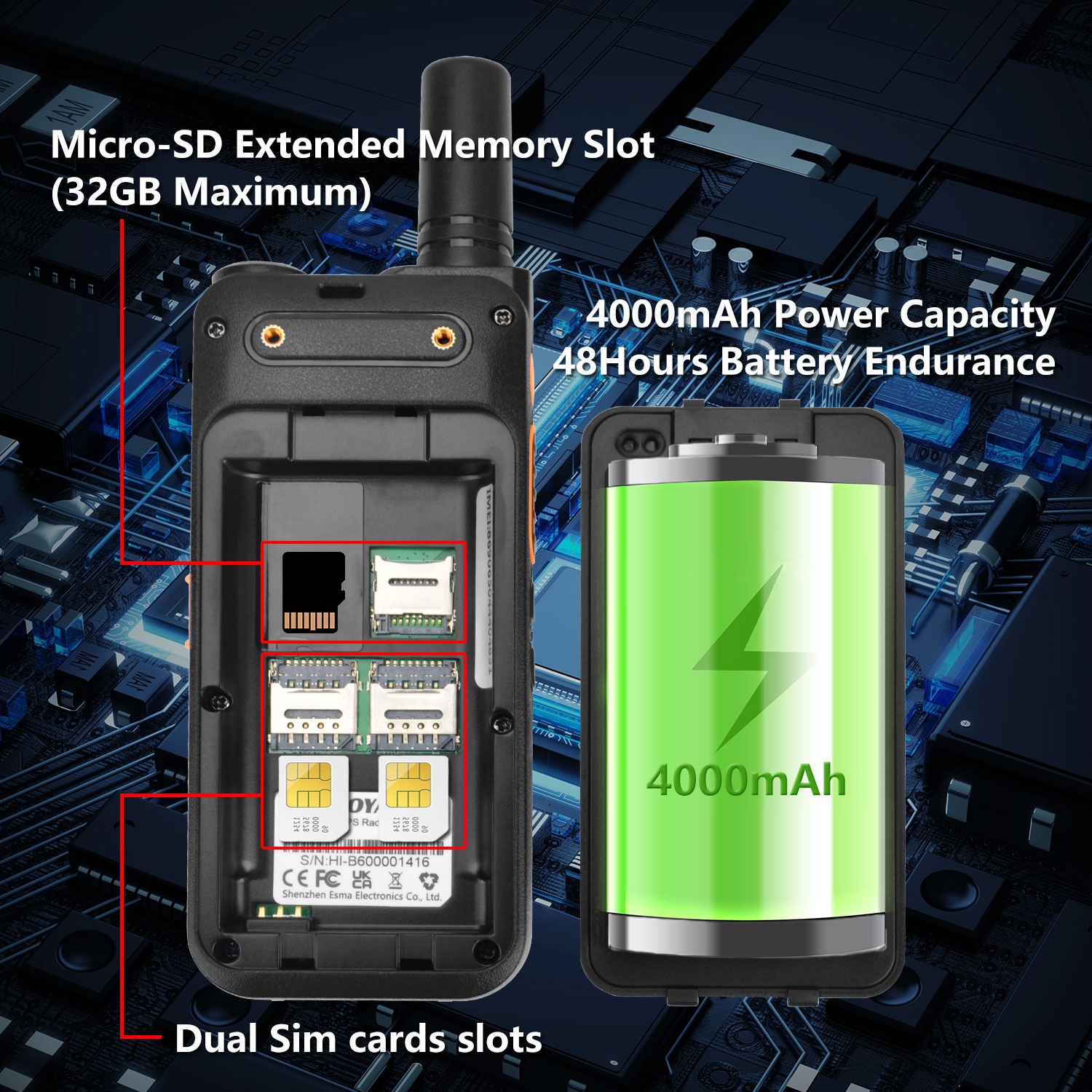 Zello walkie talkie hiroyasu HI-B6 android 9.0 4g cartões sim duplos rádio poc ptt 1gb rom 8gb ram teclado completo tela hd de 2.4 polegadas