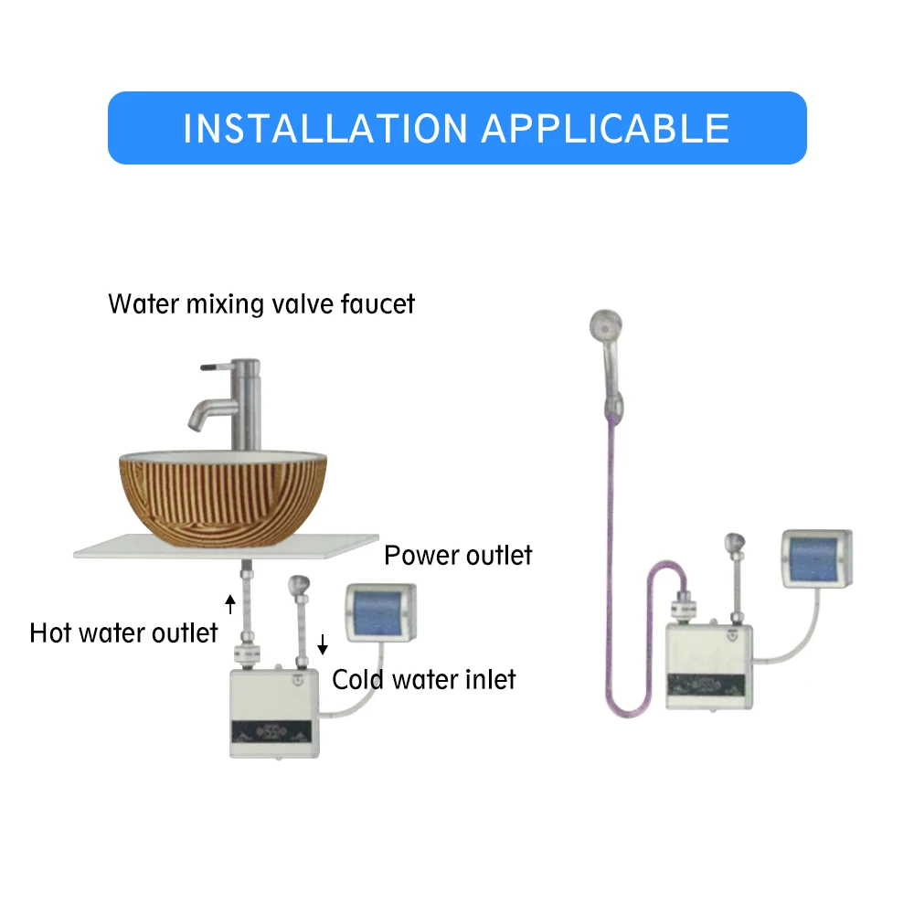 ATWFS 220V 4600W Scaldabagno istantaneo Riscaldatori elettrici per bagno Doccia acqua calda Riscaldamento cucina domestica