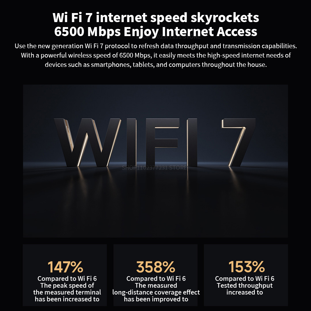 Xiaomi-BE6500 Roteador, Núcleo Quad, Wifi7, 6500Mbps, 2.5G Porta Ethernet, Dupla Freqüência, 2.4 GHz, 5GHz, 6 Amplificadores de Sinal Independentes Malha