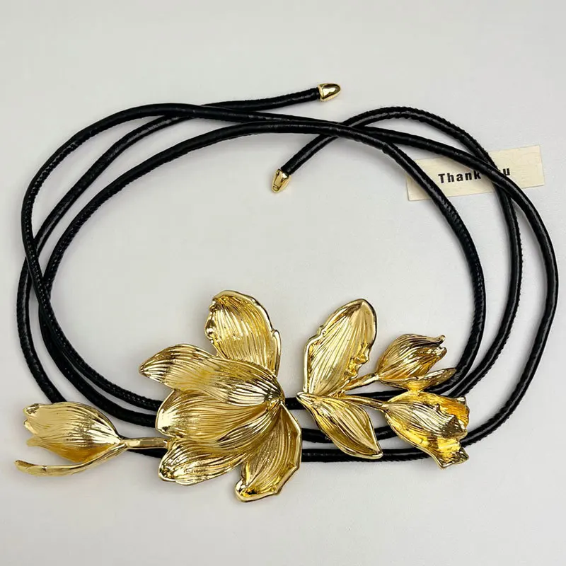 1PC Exaggerated Metal Tulip Large Flower Waist Chain Women's Skirt Pants Belt