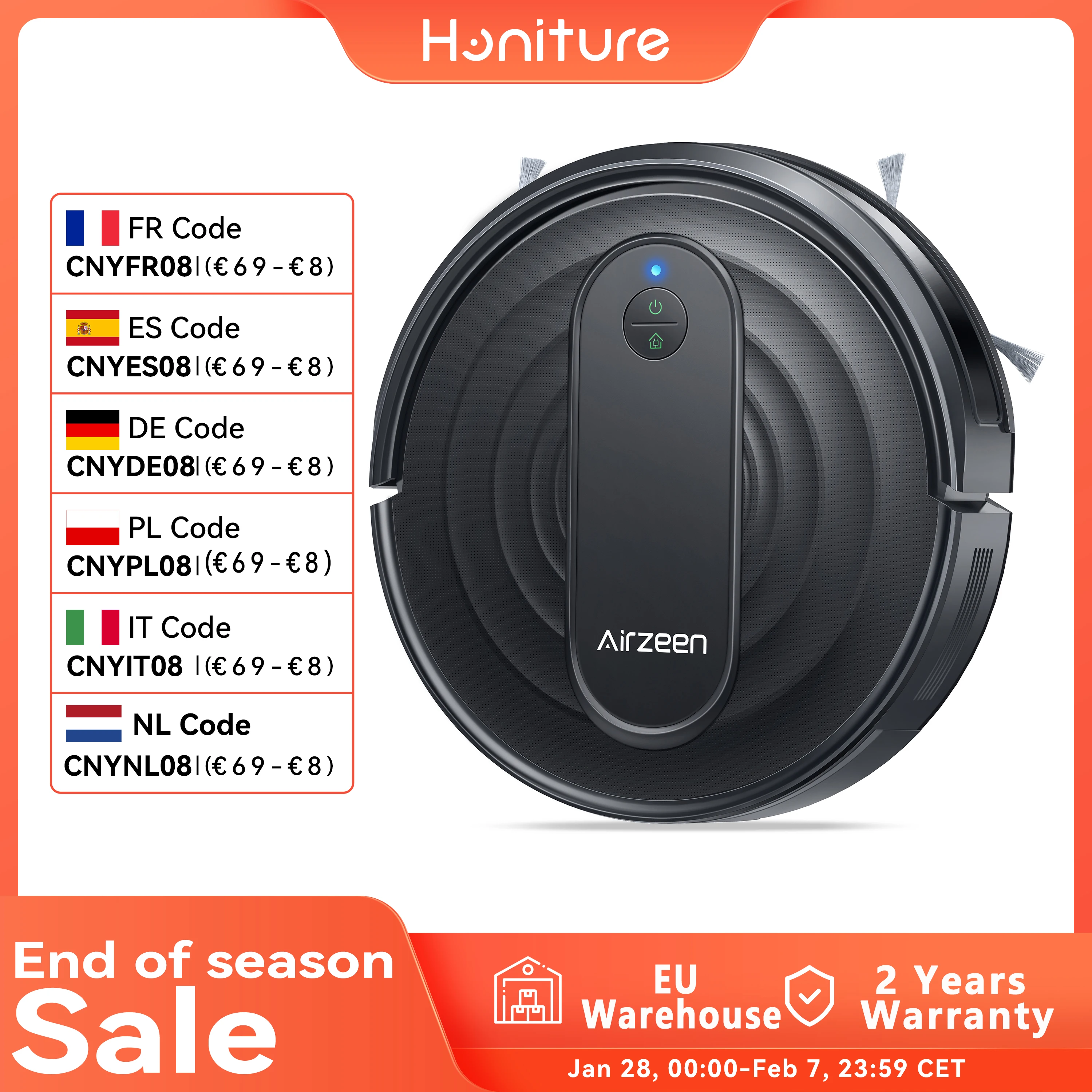 Honiture Airzeen Robot Aspirador, Robot Aspirador y Fregasuelos 3000pa, Aspira, Barre y Mopa 3 en 1,Compatible con Alexa,App, Limpieza Programada, Recarga automática,Ideal para Pelo de Mande Mascotas, Alfombras y Suelo