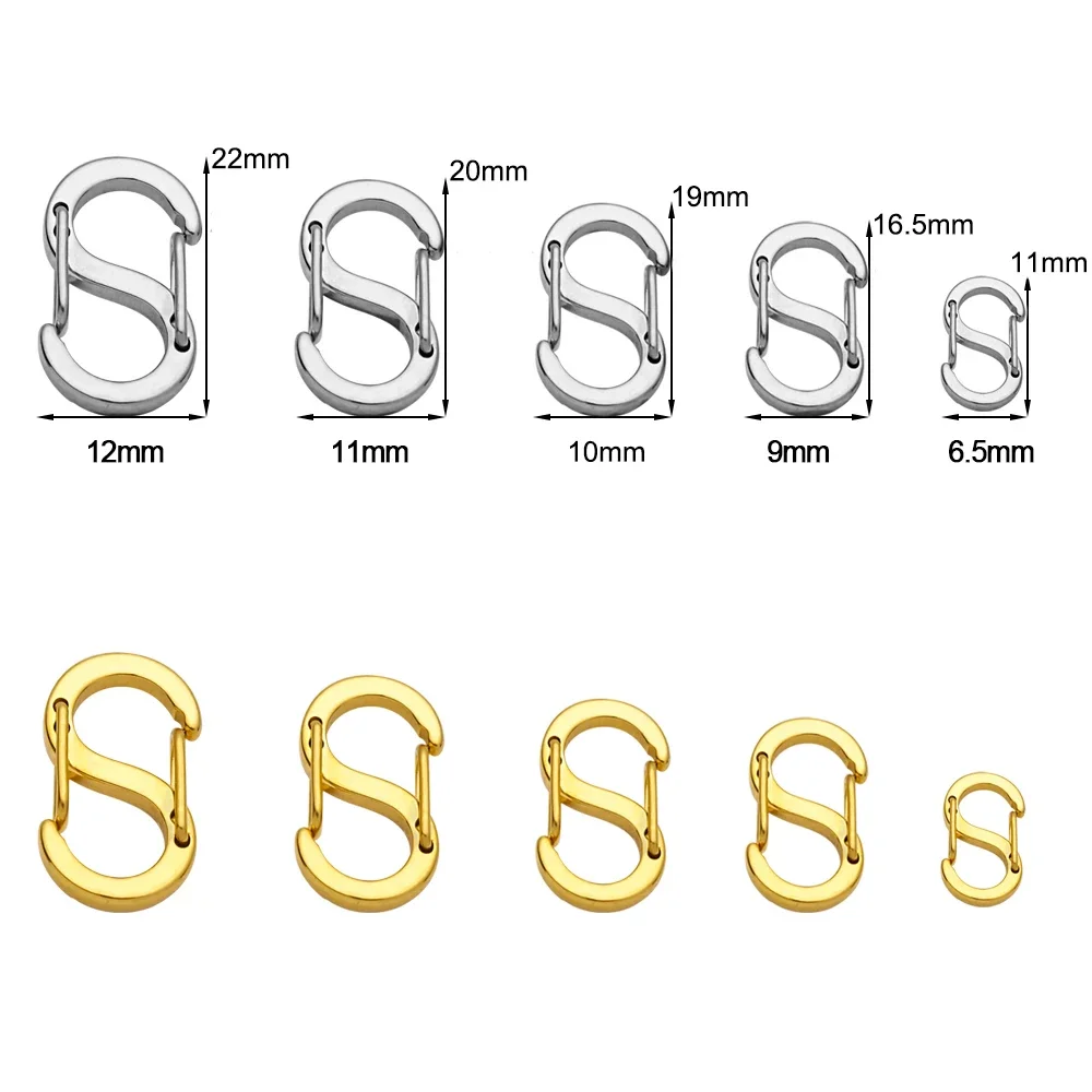 2-5pcs สแตนเลสสตีล Chic Letter S หัวเข็มขัดทองชุบกุ้งก้ามกราม Clasps Hooks Connectors สร้อยคอสําหรับเครื่องประดับ DIY ทําอุปกรณ์