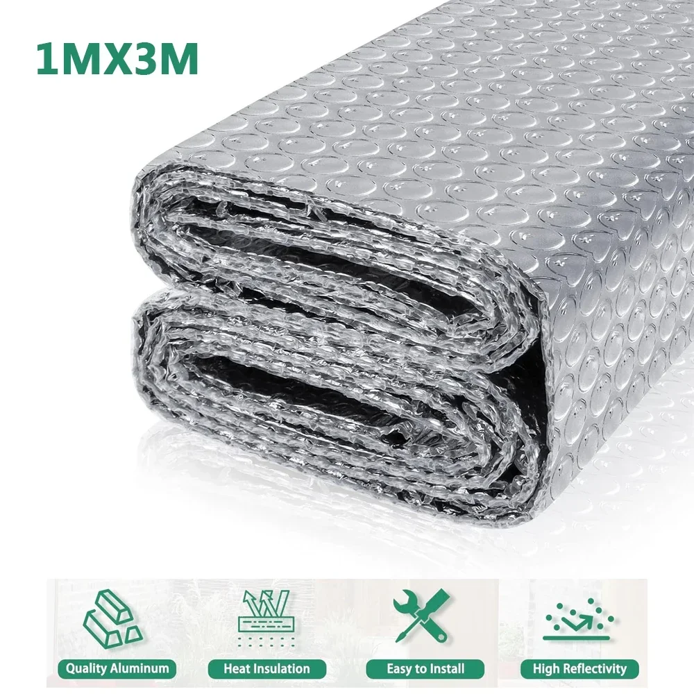 Двусторонняя алюминиевая пленка, светоотражающая изоляция, пенопластовый лист, фольга, пузырьковый рулон для сохранения тепла, теплозащитный экран, излучающий барьер 1MX3M