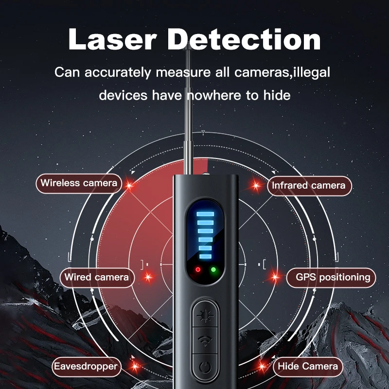 T18 hidden camera detector, camera detector, insect and hidden camera detector, RF signal scanner, home wireless charging, offic