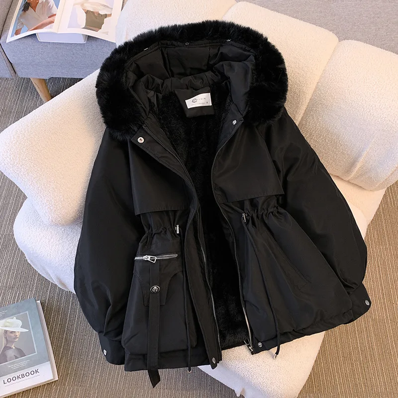 Kurtka puchowa z podszewką z polaru Kurtka puchowa damska Zimowa ciepła kurtka puchowa z zamkiem błyskawicznym Wyściełane parki Casualowe bawełniane płaszcze Puffer Outwears
