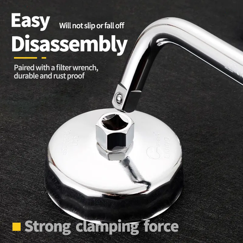 64mm-102mm End Cap Machine Filter Removal Tool 1/2" Square Drive Oil Filter Universal Socket Wrench Remover Auto Housing Tool