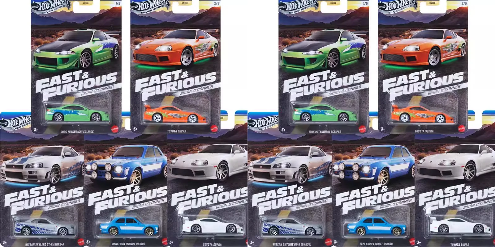 HNR88 HOT WHEELS 1:64 Fast & Furious nissan horizonte gtr bnr34 supra eclipse ford escort rs1600 modelo de coche de aleación fundida