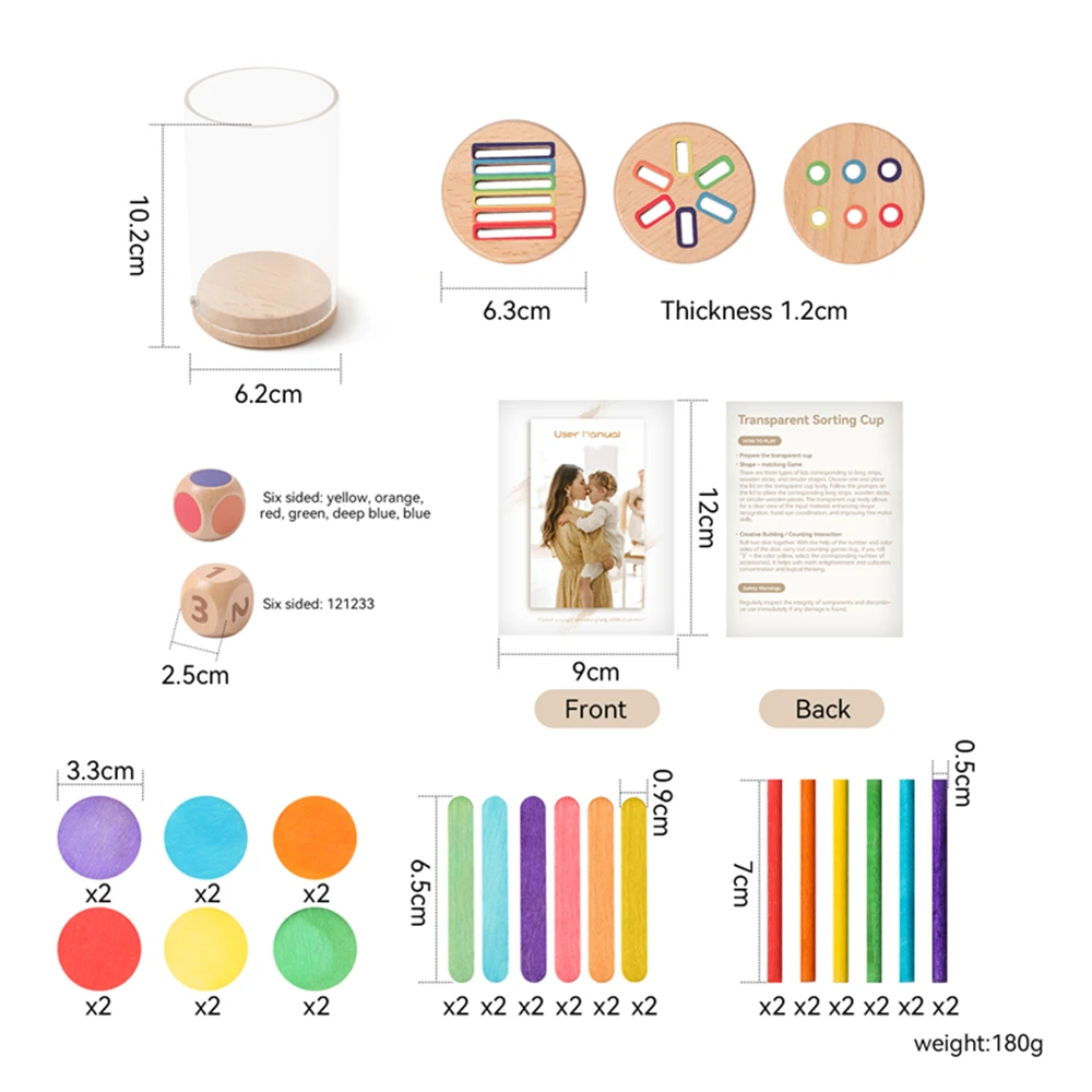 Montessori Wooden Toy classification Cups Matching Sorting Cognition Game Training Baby Early Education Learning Educational Toy