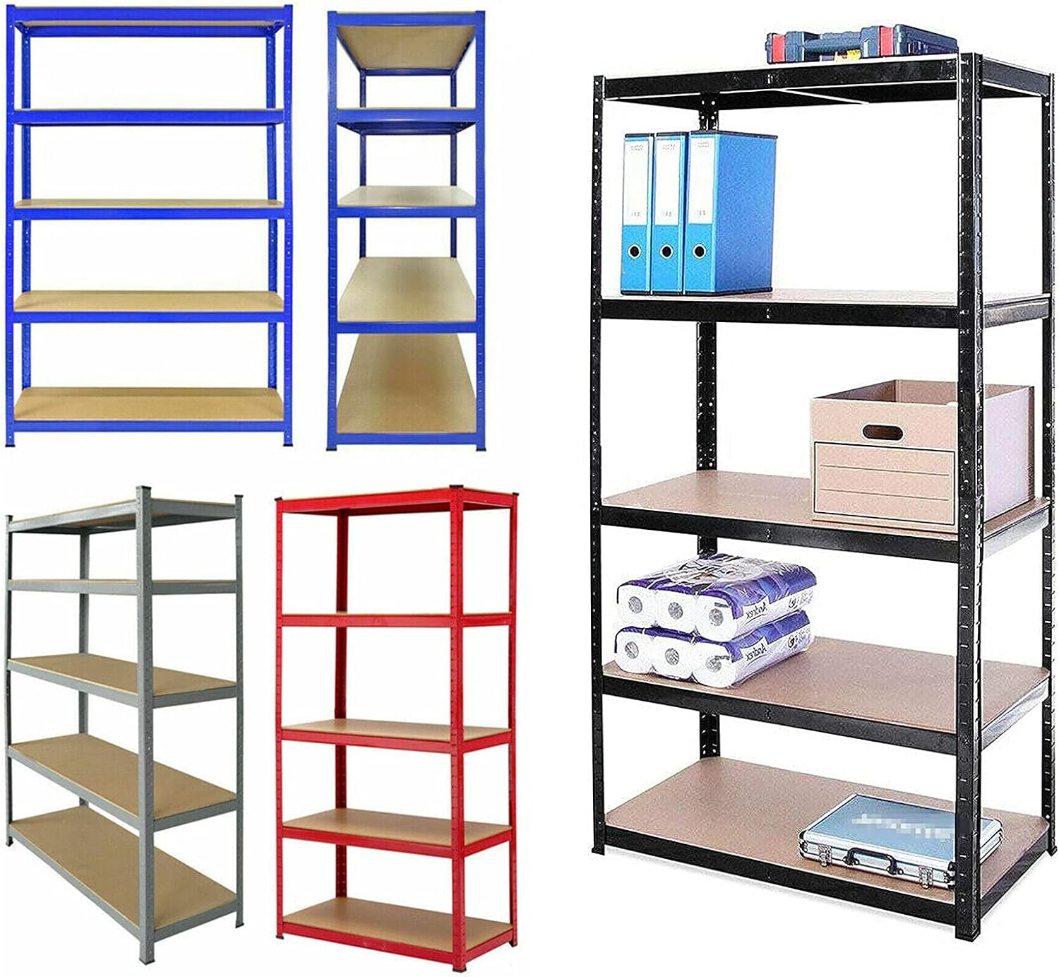 DayPlus Shelving Unit for Garages and Sheds 180x90x40cm Racking Storage Shelves Metal Shelving 5 Tier Boltless Garage Storage