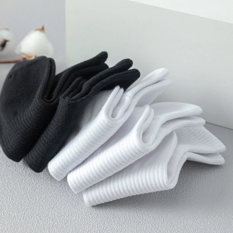5 par/lote 100% calcetines de algodón para hombre primavera otoño negro blanco absorción calcetines de barco para mujer calcetines deportivos transpirables antiolor