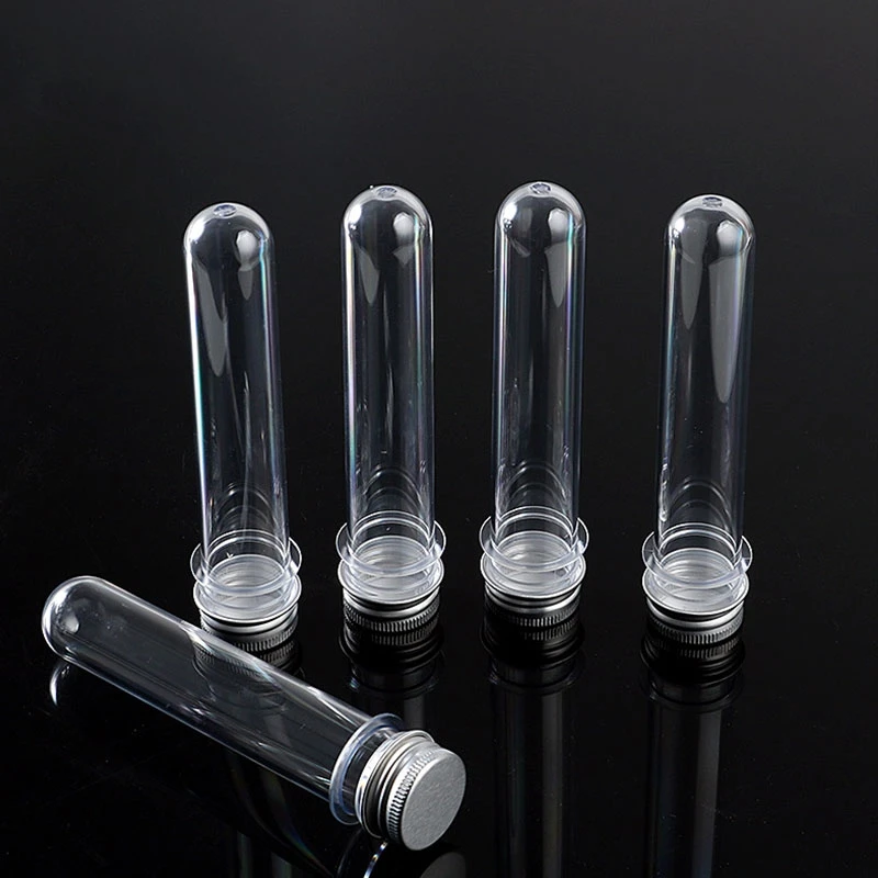 Provetta in plastica per bottiglia PET da 6 pezzi da 40 ml con tappo a vite Tubo di imballaggio con tappo in alluminio