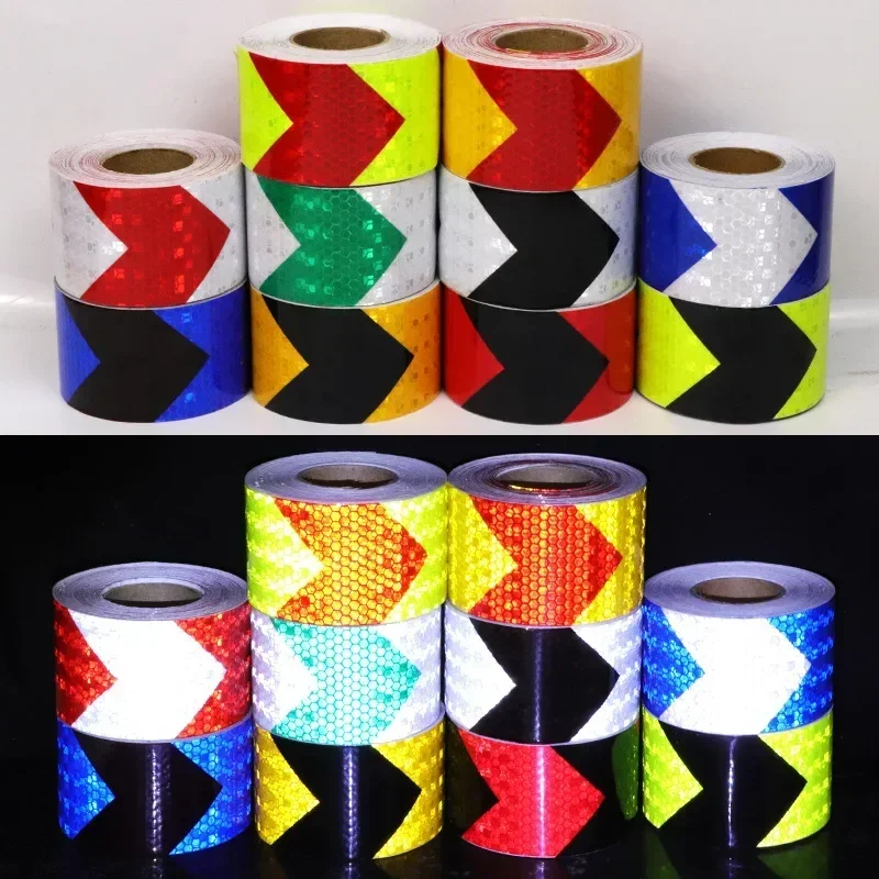 ลูกศร 5 ซม.x 3 M สะท้อนแสงสติกเกอร์จักรยาน Self-Adhesive Reflectors กันน้ําเทปแถบสําหรับรถยนต์หมวกกันน็อคจักรยานรถจักรยานยนต์