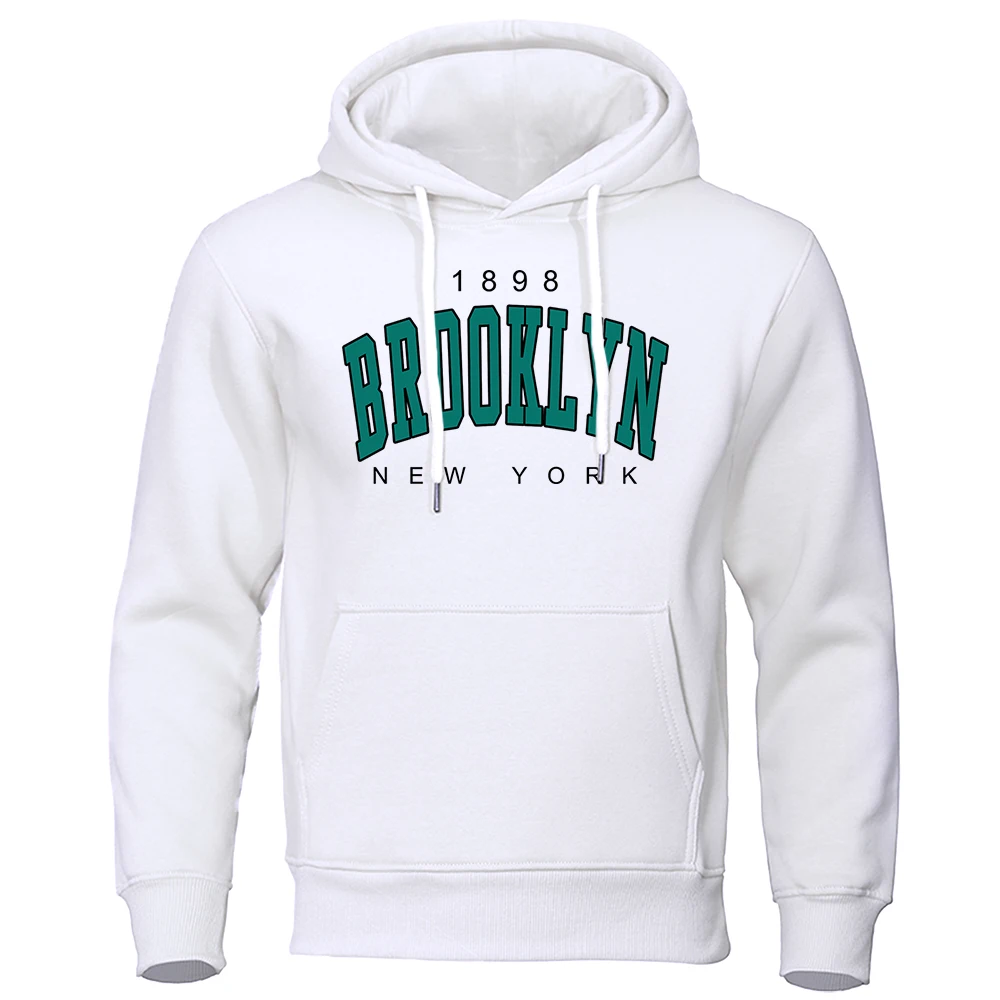 1898 Brooklyn New York Bedruckter Herren-Kapuzenpullover, Kreativität, Rundhalsausschnitt, Kleidung, modisches Oversize-Sweatshirt, modischer Kapuzenpullover mit Rundhalsausschnitt für Herren