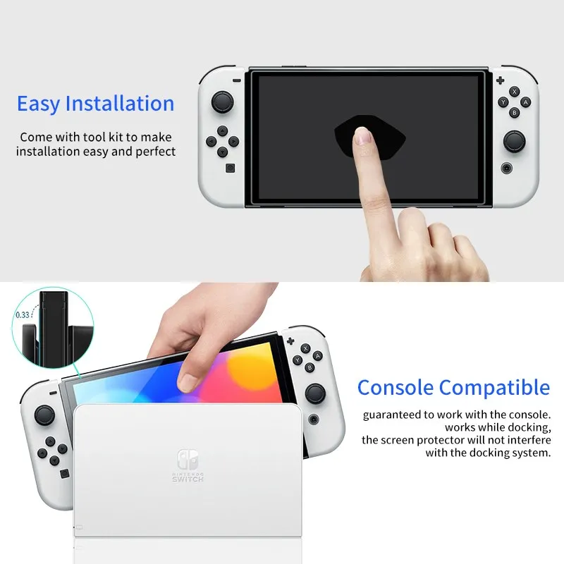 Pellicola salvaschermo in vetro temperato compatibile con Nintendo Switch OLED 9H HD Pellicola protettiva trasparente per accessori OLED NS Switch