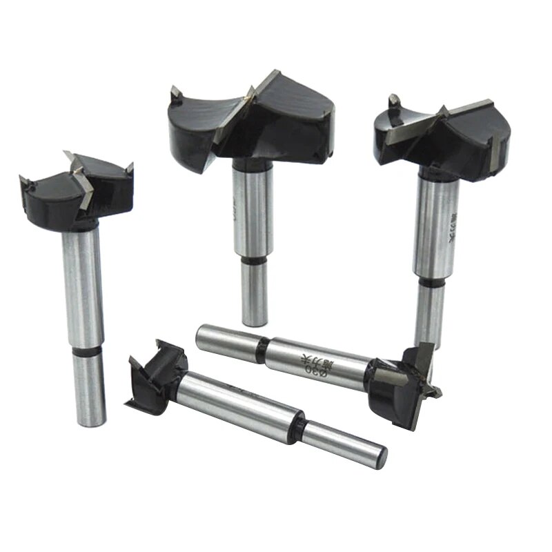 5pc Woodworking Flat Wing Drilling and Reaming Hinge Drill Bit 15-35mm Drilling Bit Hole Opener Cutting Tool Set