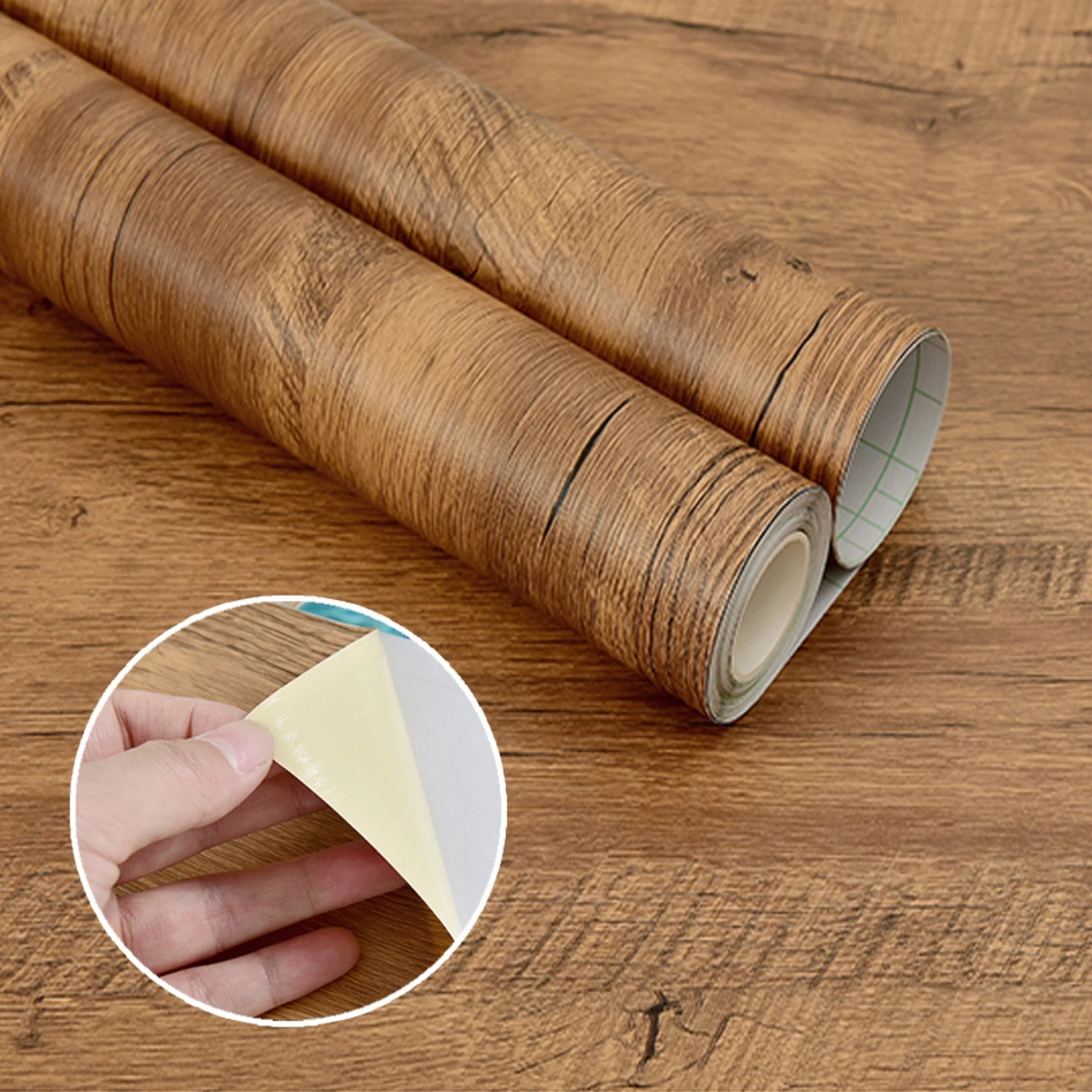 55cm szerokości drewno słojowane tapeta winylowa na drzwi szafa szafka stół meble wodoodporne naklejki samoprzylepne Home Decor Fil