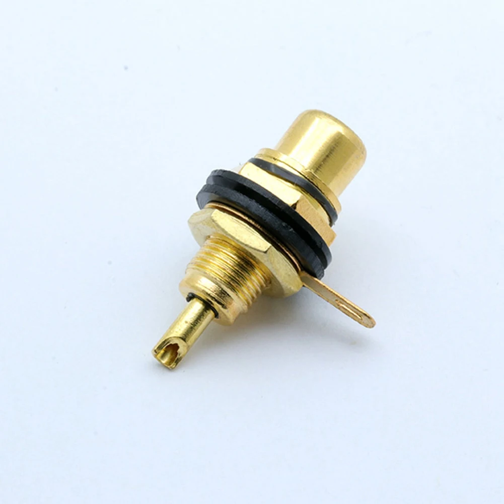 10ชิ้น/ล็อตตัวเชื่อมต่อ RCA ชุบทองซ็อกเก็ตแจ็คตัวเมียตัวเชื่อมต่อลวด RCA แผงเมาท์แชสซี