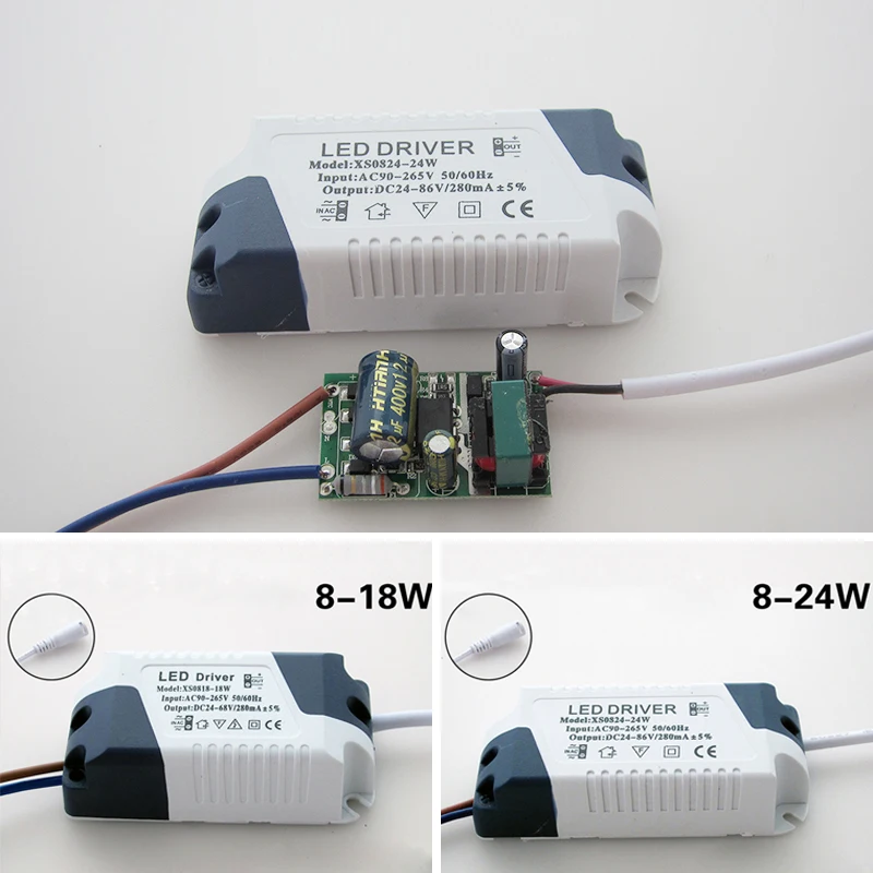 LED Driver 280mA 8-24W AC 110V 220V To DC 24V Lighting Transformer Panel Ceilling Lamp LED Strip Power Supply Adapter 1pc