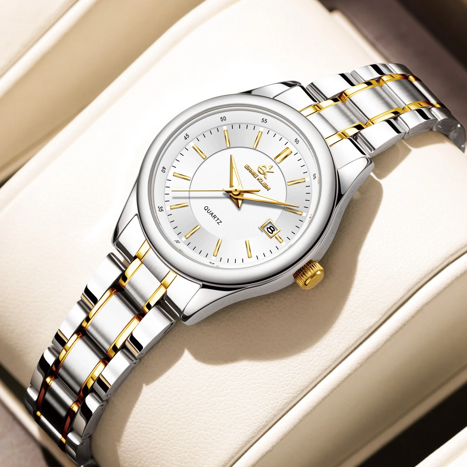 ERNIE KLEIN นาฬิกาผู้หญิงหรูหราแฟชั่น Elegant หญิงนาฬิกาข้อมือกันน้ําวันที่ของขวัญประณีตสําหรับสาว
