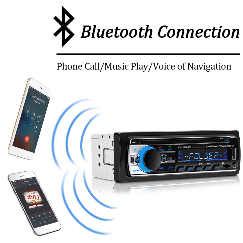 Sinovcle rádio do carro 1 din reprodutor estéreo bluetooth mp3 player 60wx4 rádio fm áudio estéreo música usb/sd com entrada aux no traço