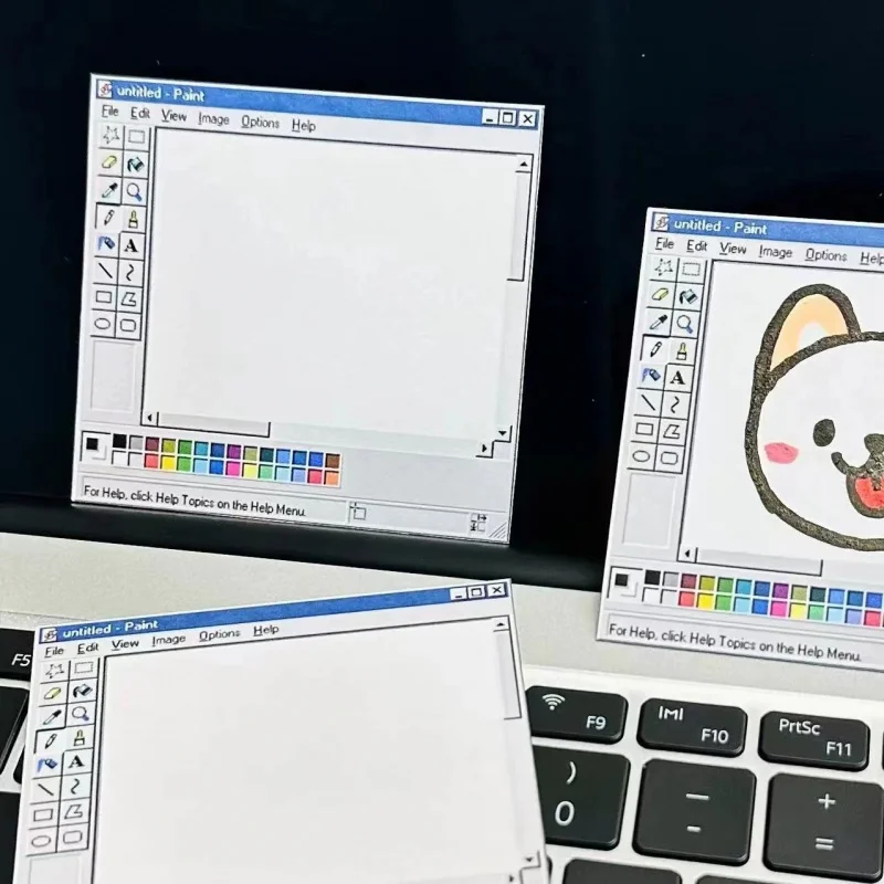 50Pages/book Retro Computer Drawing Tool Pattern Sticky Note Pad，DIY Self-Adhesive Memo，Student Office Message Paper Notepad
