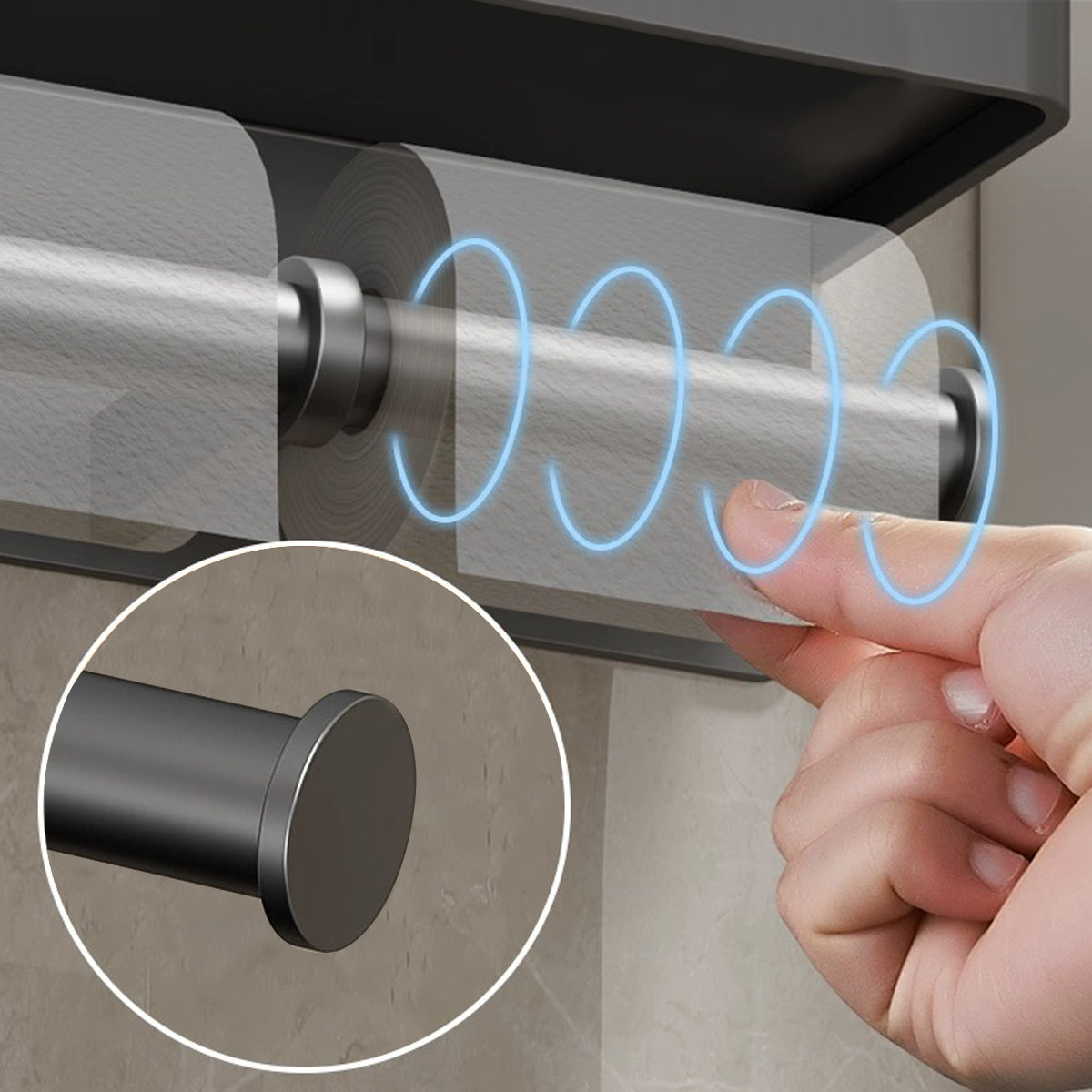 Aluminiumlegierung Papierhalter An der Wand montiert Toilettenpapierhalter Kein Bohren Badezimmer-Küchenpapierhalter