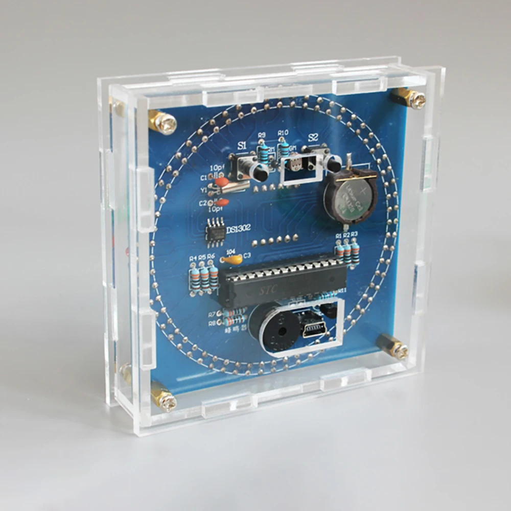 Rotating LED DIY Electronic Clock Kit DS1302 Digital Clock Light Controlled Temperature Display Microcontroller Welding
