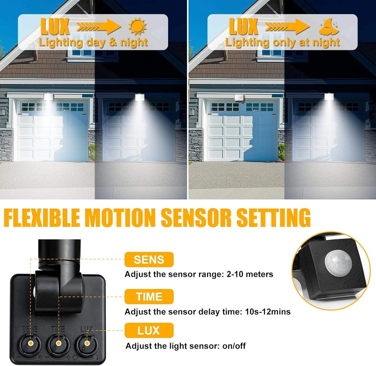 Security Lights Outdoor Motion Sensor, 30W 50W 100W LED PIR Floodlight, IP66 Waterproof Flood Light for Garage, Garden, Patio