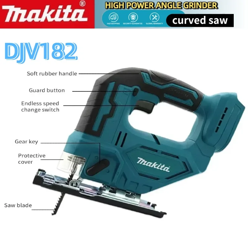 Makita DJV182Z Brushless 18V 340W Jigsaw Electric Jig with Saw Blade Cordless Barrel Handle Jigsaw without Battery DJV182