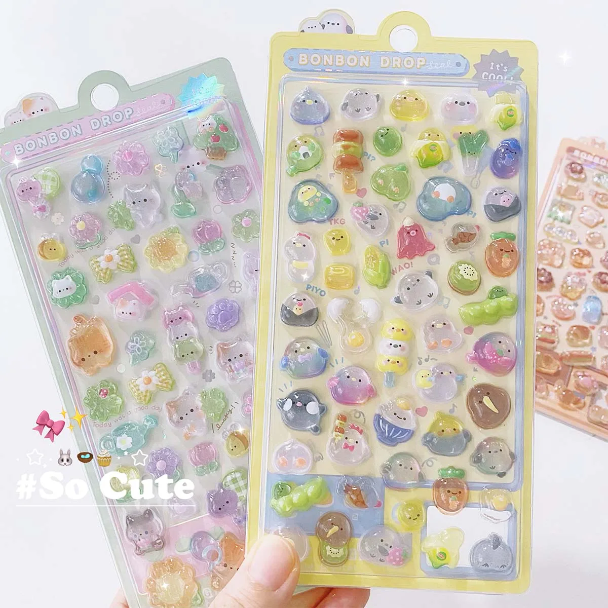 Creative 3D บรรเทาสติกเกอร์ Candy Ghost กระต่าย DROP DIY ไดอารี่ Scrapbooking เครื่องเขียนสติกเกอร์ตกแต่งน่ารักความงามสติกเกอร์