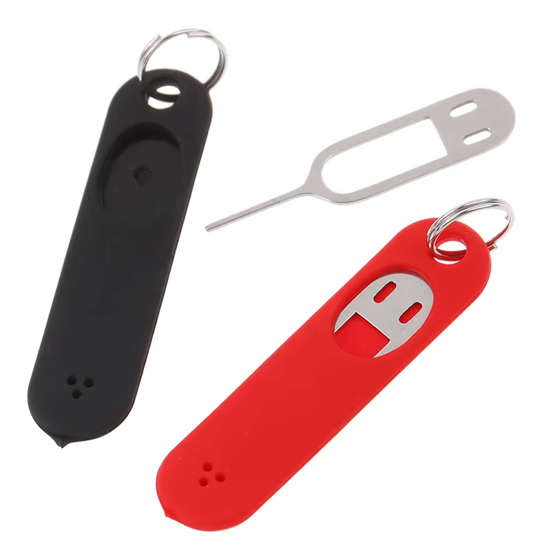 1-5 stücke Silikon SIM Karte Pin Schlüsselbund Telefon ID Karte Tray Pins Anti-verloren Schlüsselanhänger Edelstahl Entfernung Nadel fingerhut Schlüsselring