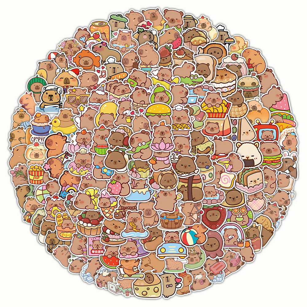 10/50/100/200 pçs dos desenhos animados capivara adesivo divertido animal decalques brinquedos presentes diy scrapbook portátil telefone à prova dwaterproof água bonito adesivo packs