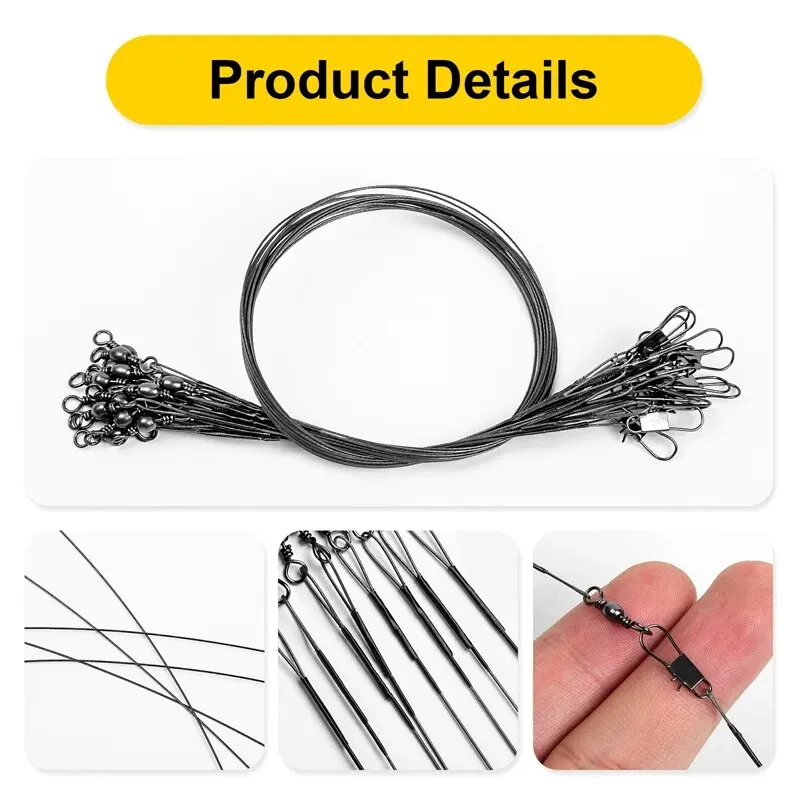 20PC Anti Bite สายตกปลาเหล็ก 15/20/25/30 ซม.ผู้นําลวดเหล็กหมุนอุปกรณ์ตกปลาตกปลาลวด Olta Leadcore Leash