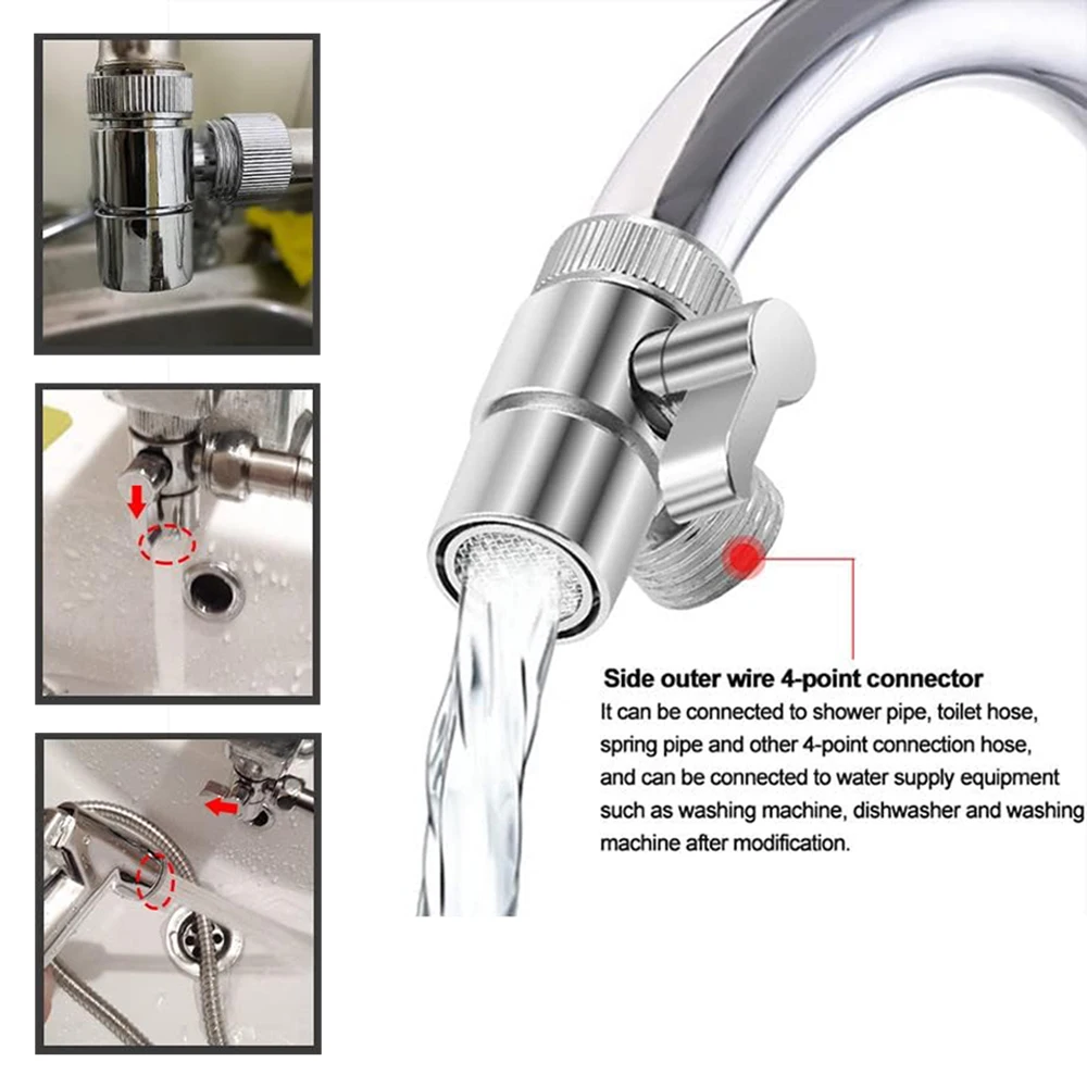 สังกะสีอัลลอยด์และพลาสติกสวิทช์ก๊อกน้ําอะแดปเตอร์อ่างล้างจาน Splitter วาล์ว Diverter Water Tap Connector สําหรับห้องน้ํา Access