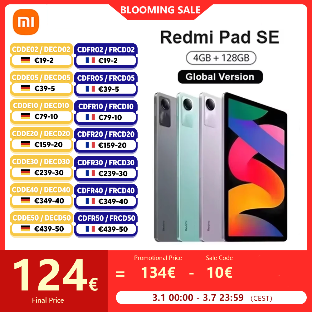 Xiaomi Redmi Pad SE 11 6 GB/128 GB 8 GB/256 GB WLAN EU-Ladegerät Globale Version
