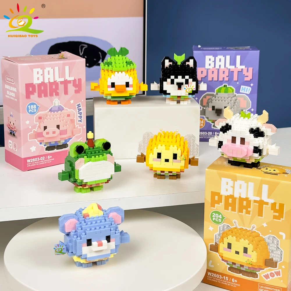 HUIQIBAO MOC Animal Micro bloc de Construction Mini mignon modèle de diamant 3D brique bricolage ville Construction jouet pour enfants décoration de bureau