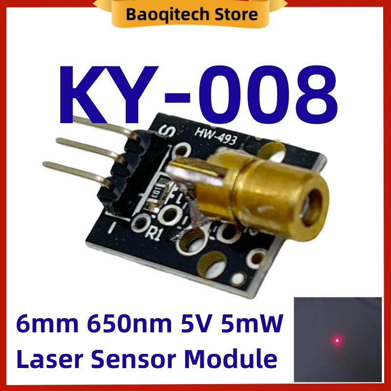 1-50 PCS KY-008 650nm Laser Sensor Module 6mm 5V 5mW Red Dot Diode Copper Head for Arduino Transmitter Module