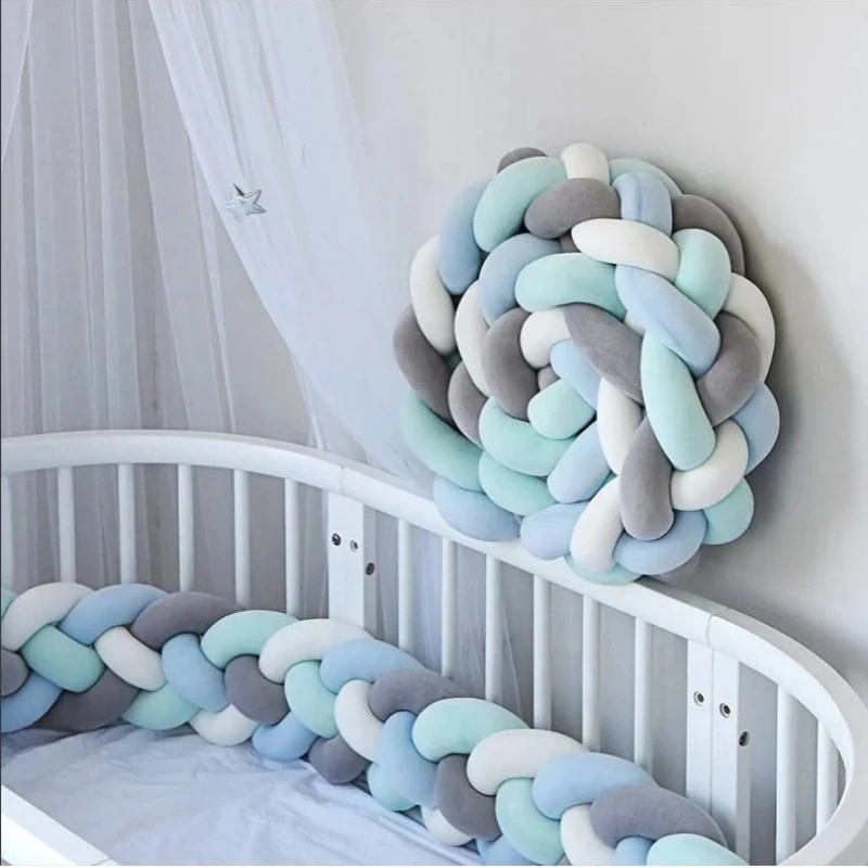 2M 3M กันชนเด็ก Crib Protector โทรศัพท์มือถือเตียงเด็กชุดเบาะ Bule สีสําหรับทารกตกแต่งห้อง 2023 จัดส่งฟรีเด็ก COT กันชน