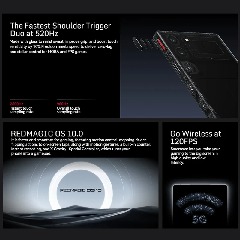 เกมสมาร์ทโฟน Global Version RedMagic 10 Pro 5G 6.853 "Snapdragon 8 Elite 7050mAh 80W 50MP NFC