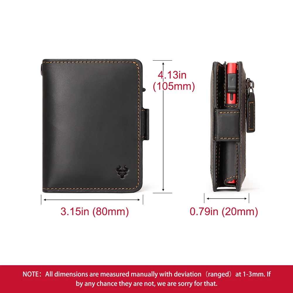 남자를위한 RFID 보호 신용 카드 소지자 철 체인과 미친 말 가죽 지갑 작은 지퍼 동전 주머니 미니 바이커 지갑