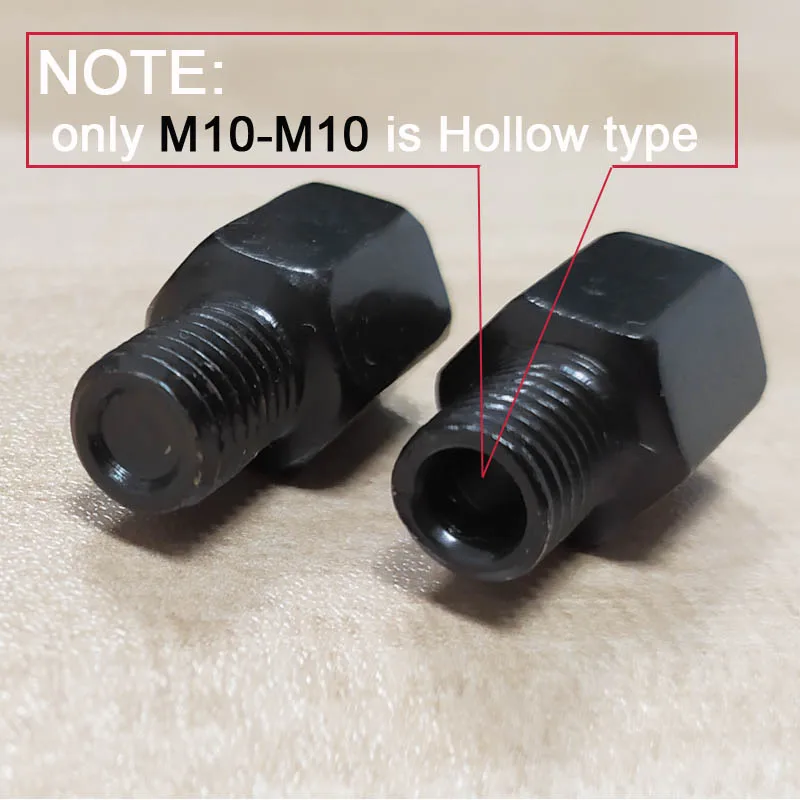 Par de adaptadores de espelho preto m10 10mm m8 8mm, parafuso de conversão para espelhos retrovisores de motocicleta no sentido horário, anti-relógio, rosca direita e esquerda