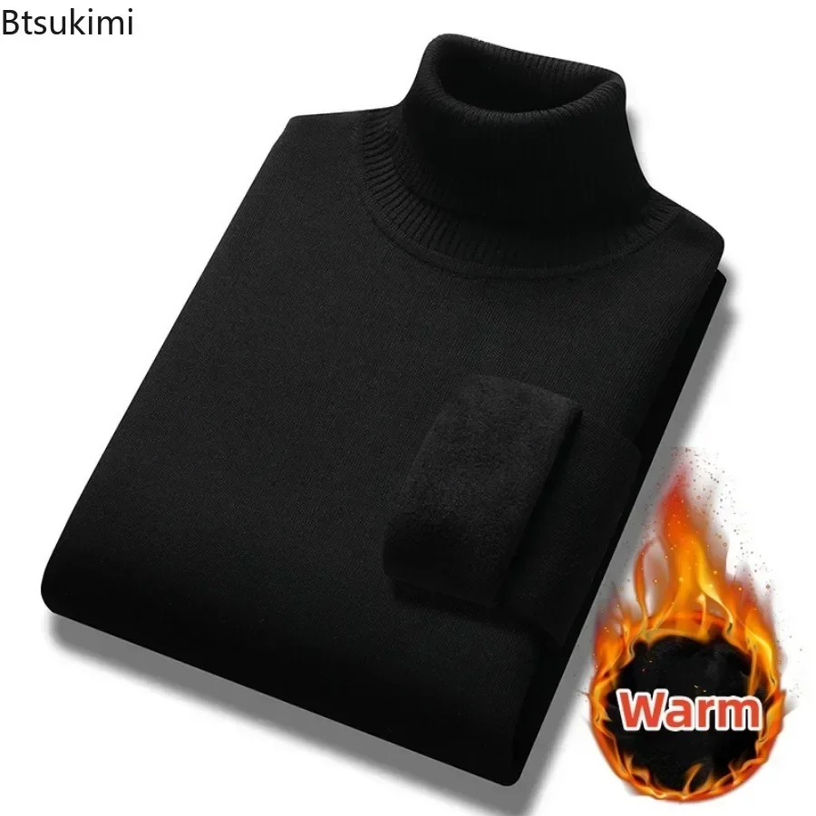 ใหม่ 2024 Basicเสื้อกันหนาวสําหรับชายฤดูหนาวสบายๆPulloverเสื้อกันหนาวเสื้อกันหนาวกํามะหยี่หนาSlim Bottomingเสื้อHomme