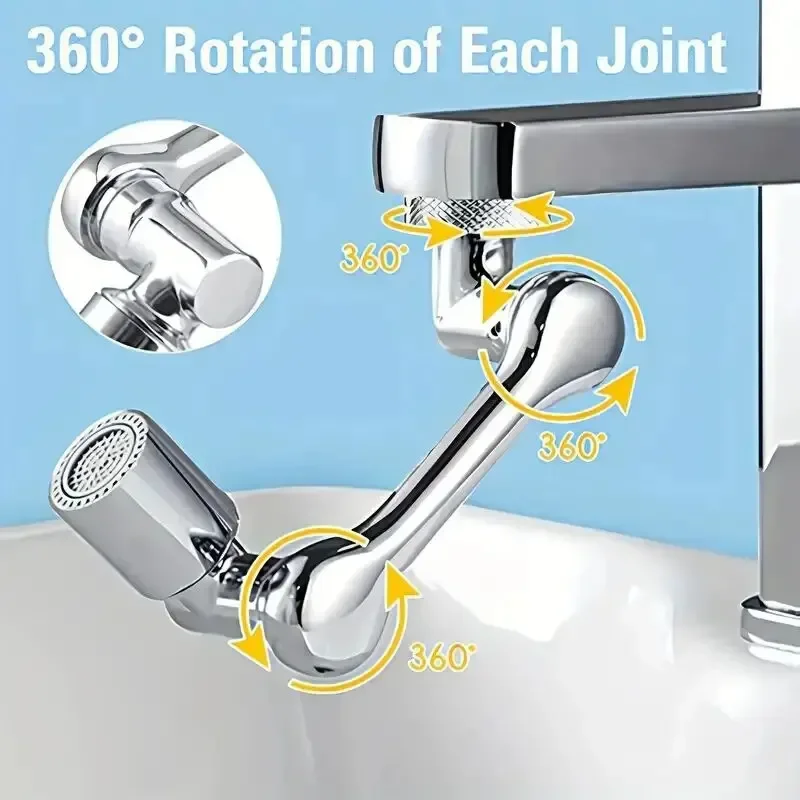 Extensor de grifo de 2 piezas, brazo robótico ABS, modo único, 1080 °   Extensión de grifo universal giratoria, grifo giratorio para lavabo de baño