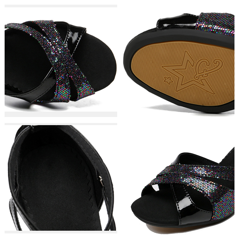 女性用ラテンダンスシューズグリッターシューズ3.5/5.5cm,ラバースエードソール,社交ダンスシューズ,サルサパーティーダンスシューズローヒール