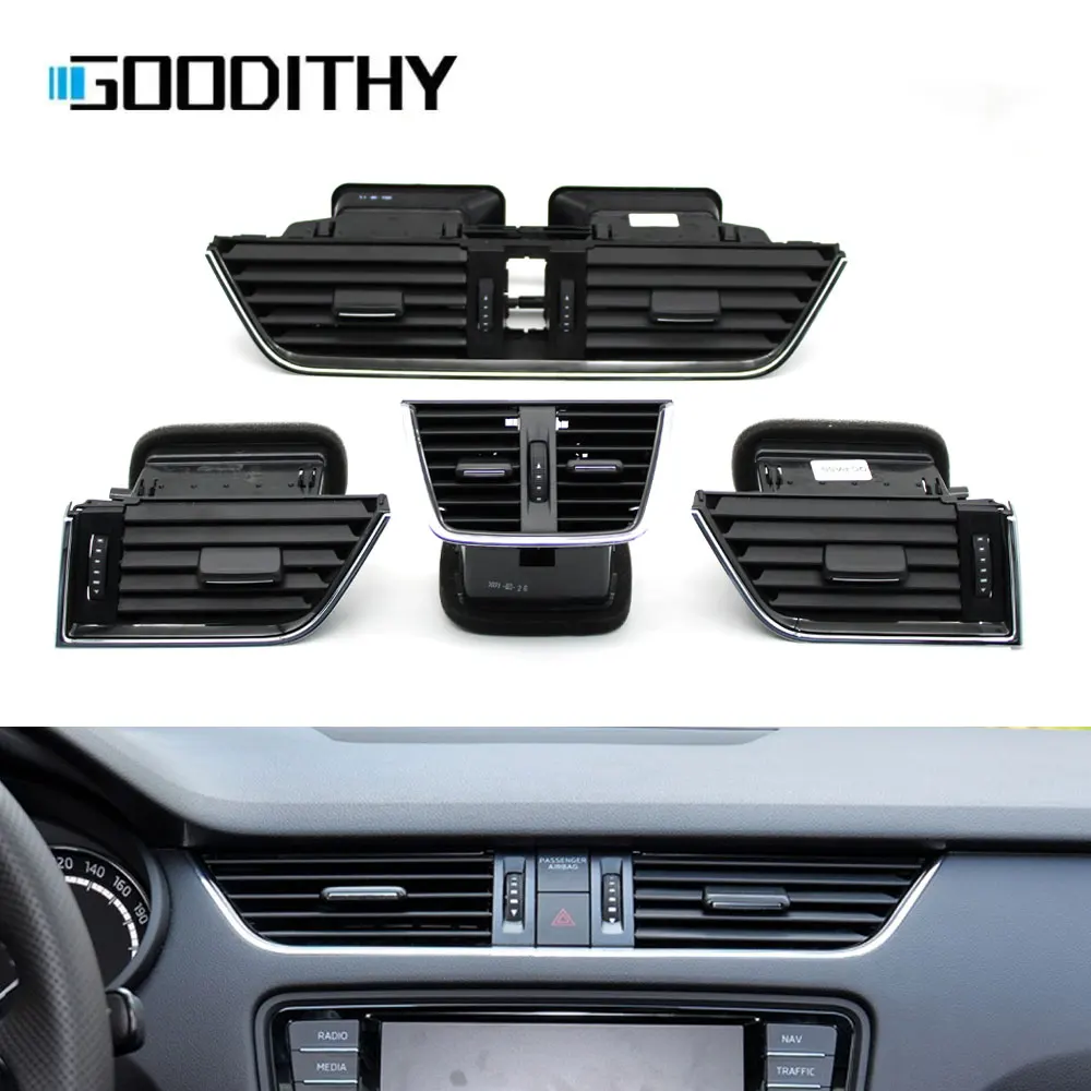 Para Skoda Octavia 3 A7 5E MK3 tablero delantero trasero AC rejilla de ventilación conjunto de salida 2015-2021 5E 0820951 CZLL,5E 0819702 ,5ED 819203