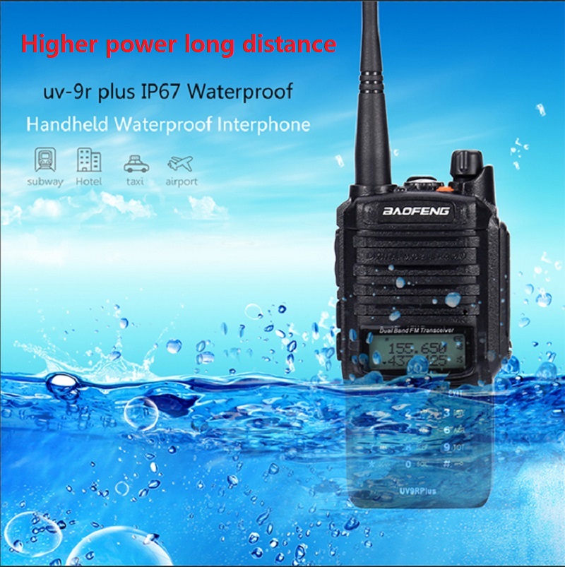Baofeng-Waterproof Walkie Talkie, UV 9R Plus, Ham Radio, Cb Radio, Comunicador with FM Radio, 10W, 2Pcs